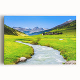 Vibrant stretched canvas artwork depicting a serene marsh landscape with lush greenery and reflective water, perfect for nature-themed decor and enhancing home ambiance.