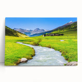 Vibrant stretched canvas wall art showcasing a serene marsh landscape with lush greenery and reflective water, perfect for enhancing home decor and nature-inspired spaces.