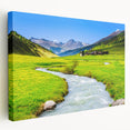 Vibrant landscape wall art featuring a serene marsh and swamp scene, beautifully stretched on canvas, showcasing rich greens and blues for a calming decor accent.