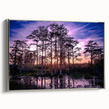 Framed wall art collection showcasing serene marsh and swamp landscapes, featuring vibrant greens and earthy tones with a sleek silver frame, ideal for nature lovers.