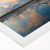 Serene marsh landscape artwork depicting lush green foliage and tranquil water reflections, printed on rolled canvas, ideal for nature-inspired home decor.