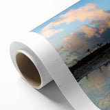 Vibrant rolled canvas artwork depicting a serene marsh landscape, showcasing lush greenery and tranquil water reflections, perfect for nature-themed decor.