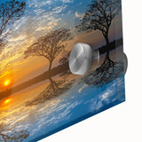 Close-up of a vibrant acrylic wall art piece depicting a serene marsh landscape with lush greenery and reflective water, ideal for nature-inspired decor.