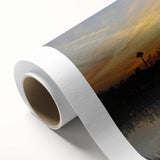 Vibrant rolled canvas artwork depicting a serene marsh landscape with lush greenery and tranquil water reflections, perfect for home decor or nature-themed spaces.