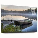Acrylic glass wall art collection featuring a misty landscape design, showcasing soft fog and serene colors, perfect for adding a calming touch to modern interiors.