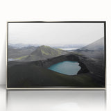 Framed acrylic wall art showcasing a misty landscape design with soft fog tones. The piece features a sleek silver frame, enhancing its modern aesthetic, perfect for home decor.