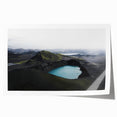 Serene landscape wall art print showcasing misty mountains and fog enveloping lush greenery, ideal for creating a calming atmosphere in home decor.