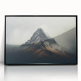 Framed wall art collection showcasing a serene misty landscape design with soft fog tones, set in a sleek black frame, ideal for modern home decor.