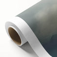 Mist-covered landscape wall art on rolled canvas, showcasing serene hues of blue and gray, perfect for adding a tranquil touch to home decor.