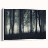 Framed wall art collection featuring a serene misty landscape design on canvas, presented in a sleek white frame, perfect for enhancing modern home decor.