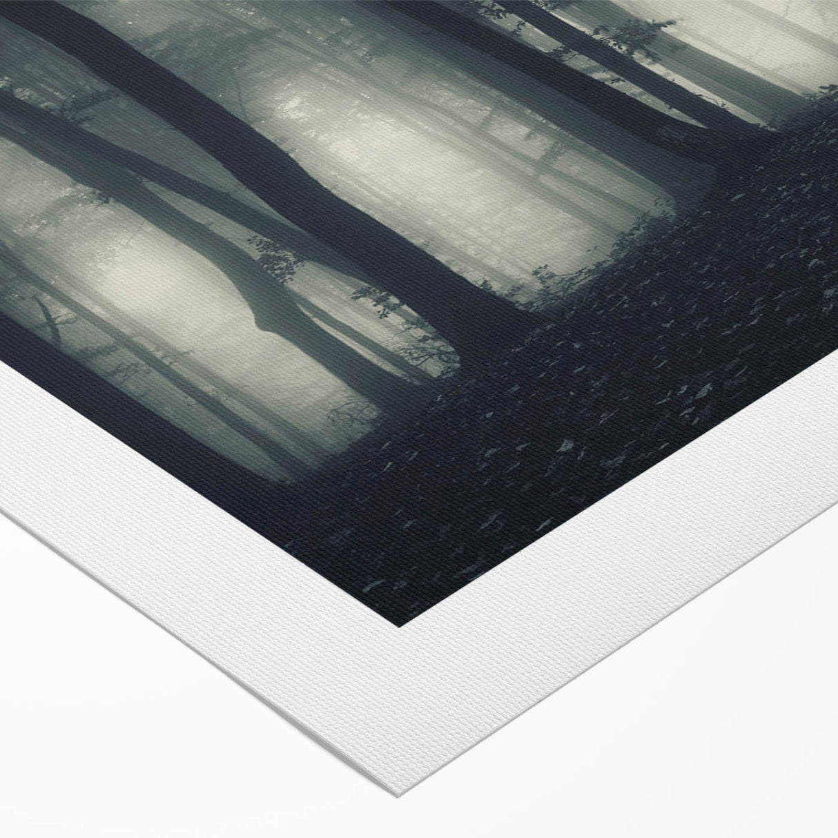Rolled canvas art showcasing a serene landscape design with mist and fog, perfect for enhancing home decor. Features soft colors and tranquil imagery.