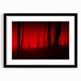 Framed wall art featuring a serene landscape design with misty fog, set in a sleek black frame, perfect for enhancing modern home decor. Ideal for adding tranquility to living spaces.