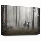 Acrylic wall art collection showcasing a misty landscape design, featuring a side view with pins for easy hanging. The artwork captures serene foggy scenery in soft hues, ideal for home decor.
