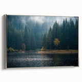 Framed wall art collection showcasing a misty landscape design with soft gray and silver tones, ideal for modern home decor, enhancing tranquility and elegance.