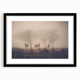 Framed wall art collection showcasing a misty landscape design, with a sleek black frame and mat, ideal for modern home decor and art enthusiasts.