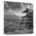 Acrylic glass wall art design showcasing a stunning mountain landscape, featuring vibrant colors and intricate details, presented in a side view with pins for easy display. Ideal for nature lovers and home decor enthusiasts looking to enhance their living space.