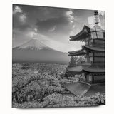Acrylic glass wall art design showcasing a stunning mountain landscape, featuring vibrant colors and intricate details, presented in a side view with pins for easy display. Ideal for nature lovers and home decor enthusiasts looking to enhance their living space.