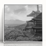 Framed wall art featuring a stunning mountain landscape design, with a white border and acrylic front, perfect for modern home decor and nature lovers.