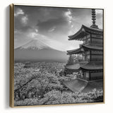 Framed canvas artwork showcasing a stunning mountain landscape with silver and gold accents, ideal for home decor, creating a serene and elegant atmosphere.