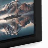 Framed canvas wall art showcasing a stunning mountain landscape design with vibrant colors and intricate details, perfect for home decor enhancement.