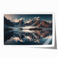 Vibrant mountain landscape wall art print showcasing majestic peaks and serene skies, rolled for easy shipping and display in any home decor setting.