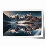 Vibrant mountain landscape wall art print showcasing majestic peaks and serene skies, rolled for easy shipping and display in any home decor setting.