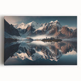 Stretched canvas wall art showcasing a serene mountain landscape with vibrant colors, perfect for home decor or office settings, enhancing tranquility and inspiration.