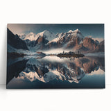 Stretched canvas wall art showcasing a serene mountain landscape design, featuring vibrant colors and intricate details, perfect for home decor and nature lovers.