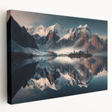 Stretched canvas wall art featuring a breathtaking mountain landscape design in vibrant colors, ideal for enhancing home decor with natural beauty and serenity.
