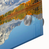 Close-up of a stunning acrylic wall art piece showcasing a serene mountain landscape with vibrant colors, perfect for enhancing modern home decor.