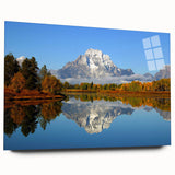 Acrylic glass wall art featuring a stunning mountain landscape design, showcasing vibrant colors and intricate details, ideal for elevating home decor.