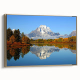 Framed canvas wall art featuring a stunning mountain landscape design with golden accents, ideal for home decor, showcasing natural beauty and elegance.