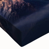 Close-up of a vibrant stretched canvas wall art piece showcasing a stunning mountain landscape design, featuring rich colors and intricate details, perfect for home decor.