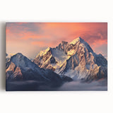 Stretched canvas wall art showcasing a vibrant mountain landscape design with rich colors and intricate details, ideal for enhancing home decor and creating a serene atmosphere.