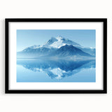 Framed black and white landscape wall art featuring majestic mountain peaks, ideal for modern home decor, enhancing indoor spaces with a serene aesthetic.
