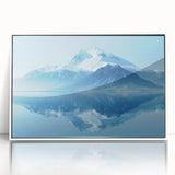 Framed wall art featuring a stunning mountainous landscape design in acrylic, showcasing vibrant colors and intricate details, perfect for modern home decor.