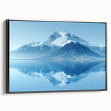 Framed canvas wall art featuring a stunning mountain landscape design with vibrant colors and intricate details, showcasing a sleek black frame for modern decor.