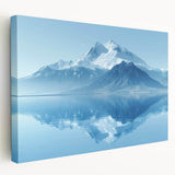 Stretched canvas wall art depicting a serene mountain landscape with rich green valleys and a clear blue sky, ideal for home decor and nature lovers.