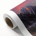 Stunning rolled canvas wall art showcasing a panoramic mountain landscape in vibrant colors, ideal for home decor. Perfectly packaged for easy display.