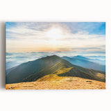 Stretched canvas wall art showcasing a serene mountain landscape with vibrant colors and intricate details, perfect for enhancing home decor and creating a calming atmosphere.