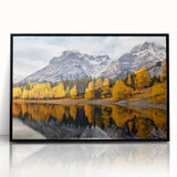 Framed acrylic wall art featuring a stunning mountain landscape design, presented in a sleek black frame, ideal for modern home decor. Perfect for nature enthusiasts and adding elegance to any room.