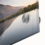 Vibrant close-up of a stunning acrylic glass wall art piece showcasing a mountain landscape design, perfect for modern home decor. The artwork features rich colors and intricate details that enhance any living space.