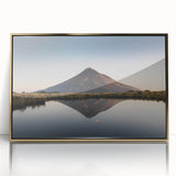 Framed wall art featuring a stunning mountain landscape design with rich gold accents, showcasing a serene view and elegant presentation perfect for home decor.