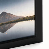 Framed canvas wall art showcasing a stunning mountain landscape with vibrant colors and intricate details, ideal for home decor or office settings.