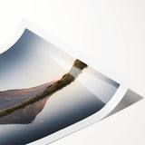 Stunning rolled print showcasing a serene mountain landscape with vibrant colors, perfect for home decor. Ideal for nature enthusiasts seeking wall art inspiration.