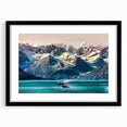 Framed black wall art showcasing a stunning mountain landscape design, featuring rich colors and intricate details, perfect for modern home decor.