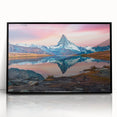 Framed wall art collection showcasing a stunning mountain landscape design, featuring vibrant colors and a sleek black frame, perfect for modern home decor.