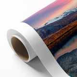 Vibrant rolled canvas wall art showcasing a stunning mountain landscape design with rich colors and intricate details, ideal for home decor and nature enthusiasts.