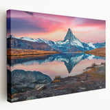 Stretched canvas wall art showcasing a vibrant mountain landscape design, featuring rich colors and textured details, perfect for home decor and nature enthusiasts.