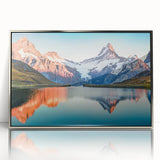 Framed acrylic wall art featuring a stunning mountain landscape design, showcasing rich colors and intricate details, perfect for modern home decor.